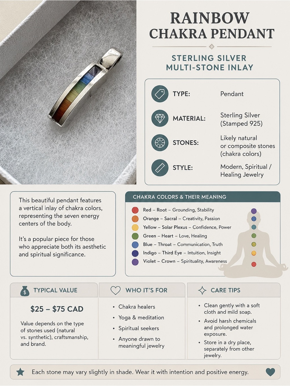 Sterling Silver Rainbow Pendant